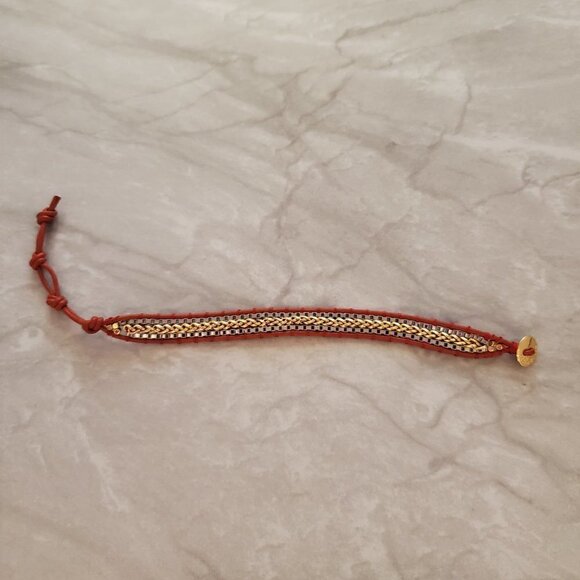 Stella & Dot Jewelry - 🧡 Stella and Dot Orange Cord Button Adjustable Box Chain Bracelet 🧡